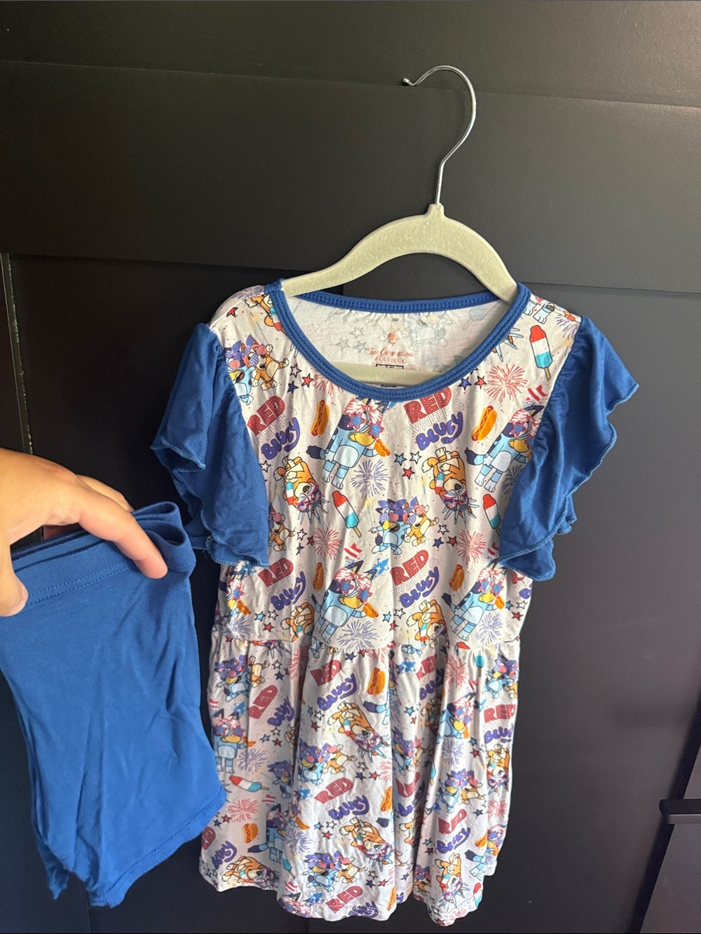 Kids Blue Graphic Matching Set - 2-Piece Play Dress & Shorts